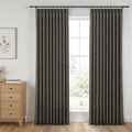 TWOPAGES Pinch Pleated Linen Curtains 108 Inches Long Stone Grey