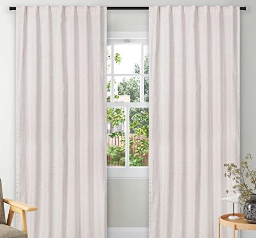Bedding Craft Natural Linen Blend Curtains 50x72 Inch, Set of 2