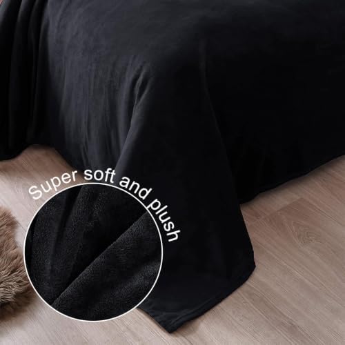 Exclusivo Mezcla Soft Fleece Blanket Queen Size for Bed, Black