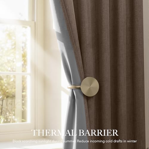RYB HOME Brown 100% Blackout Curtains 96 Inch Long for Living Dining