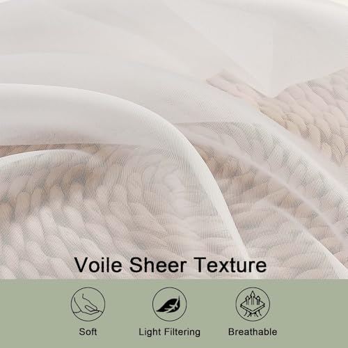 OWENIE Ivory Sheer Curtains 108 Inch Long 2 Panels for Living Room 59"