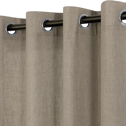 Pitalk Taupe Linen Curtains 84 Inch Length for Bedroom Living Room