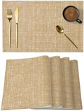 Placemats Set of 8, Khaki Woven Placemat, Linen Place Mats for
