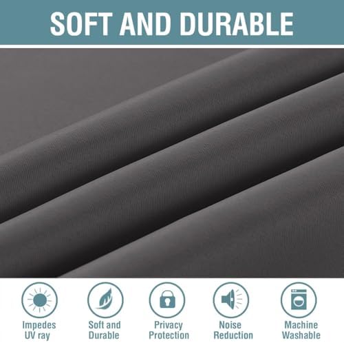H.VERSAILTEX Blackout Grey Curtains for Patio Door Thermal Insulated