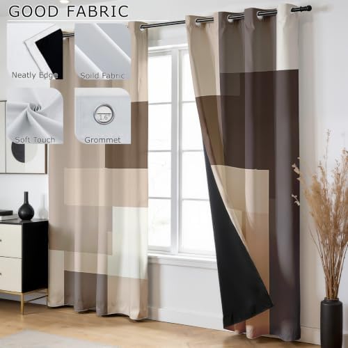 Brown Taupe Blackout Drapes for Bedroom 84 Inch Long