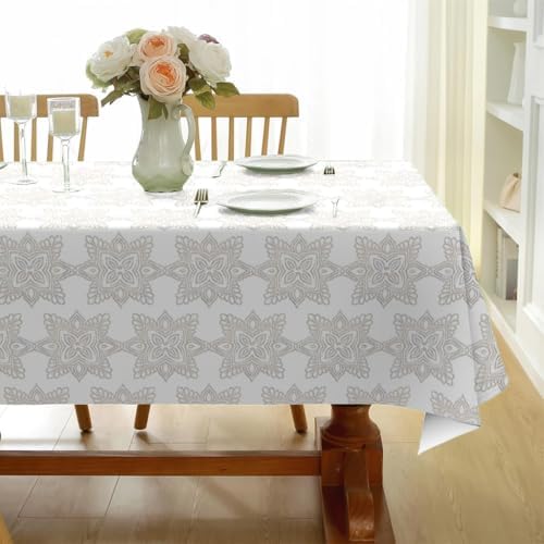 Geometric Pattern Print Square Tablecloth, Waterproof Vinyl Table