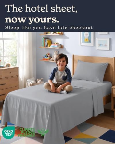Beckham Hotel Collection 100% Cotton Twin XL Sheet Set, 3-Piece, Light