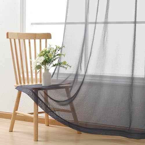 DWCN Grey Ombre Sheer Curtains 63 Inches Long for Living Room 2 Panels