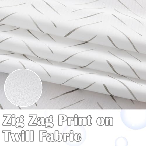 jinchan Taupe Grey and White Shower Curtain Inky Herringbone Chevron