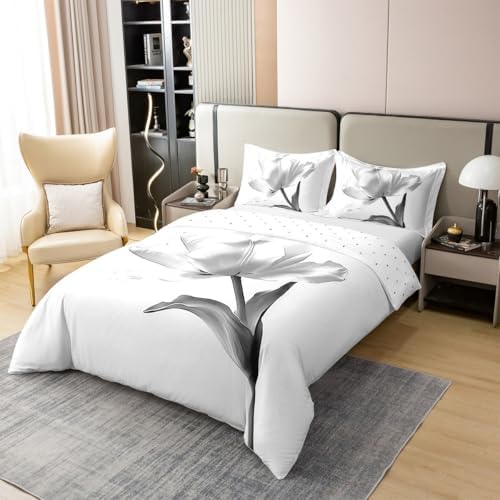 jejeloiu Floral Duvet Cover 100% Cotton Flowers Bedding Set for Kids