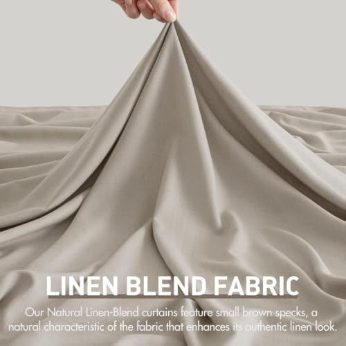 ANRODUO Oatmeal Pinch Pleated Linen Curtains 108 Inches Long 2 Panels