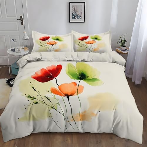 King Size Gray Duvet Cover 3 Pieces Set 102 x 91 inches, Watercolor