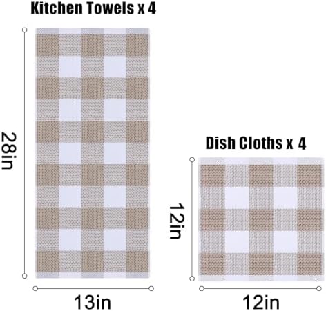 Homaxy 100% Cotton Kitchen Towels and Dishcloths Set of 10, White &