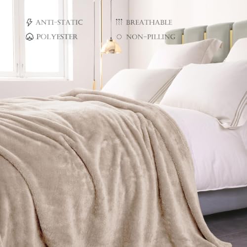 Exclusivo Mezcla Fuzzy Plush Fleece Bed Blanket King Size, Camel