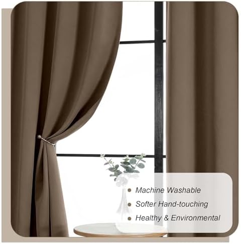 Lecloud Brown Room Darkening Curtains for Bedroom 72 Inches Long 2