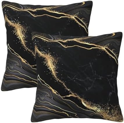 Marble Gold and Black Pillow Covers 20x20 in Sets of 2 Couch Pillow