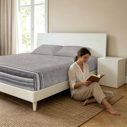 Queen Fitted Sheet Deep Pocket, Neutral Light Gray Soft Microfiber