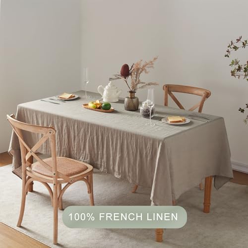 TOSMO 100% Linen Tablecloth, 60 x 108 Inch Rectangle Table Cloth