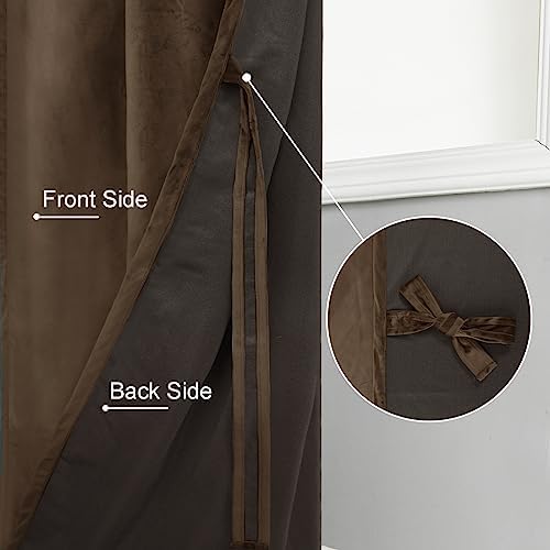 JIUZHEN Brown Velvet Curtains 72 inches Home Deco Privacy Protect