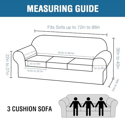H.VERSAILTEX 4 Piece Stretch Sofa Covers for 3 Cushion Couch Covers