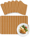 Fall Neutral Brown Faux Leather Placemats Set of 6, 12x18in