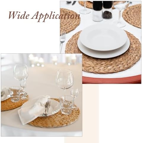 DICOSMETIC 8Pcs Round Woven Placemats Set Wicker Placemat Farmhouse