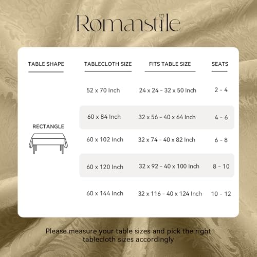 Romanstile Jacquard Rectangle Tablecloth 60 x 84 Inch, Beige