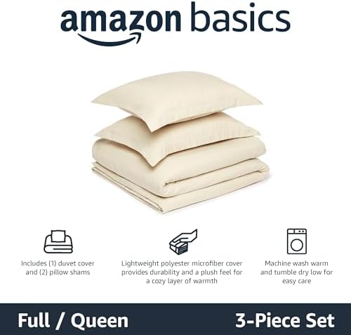 Amazon Basics Lightweight Microfiber 3-Piece Duvet Cover Set with