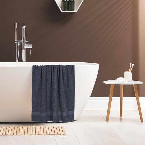 IMPEX 4 PC Bath Towel Set, 100% Cotton Bath Towel 27"x54" - Grey