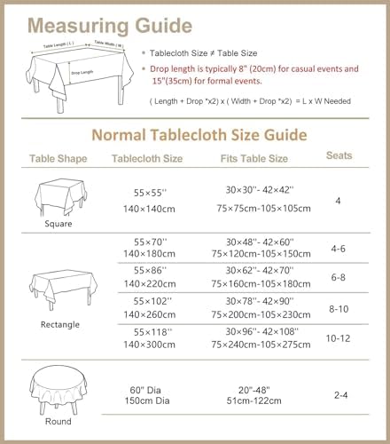 Beydodo Round Tablecloths, Living Room Table Cloth 96 inch Solid Beige