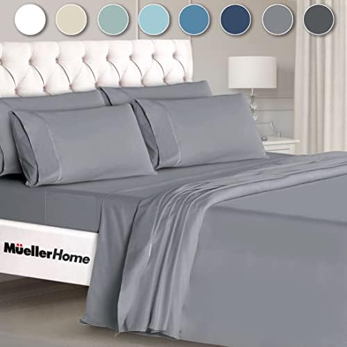 Mueller Luxury 6 PC Full Size Bed Sheets, Super Soft, Deep Pocket up