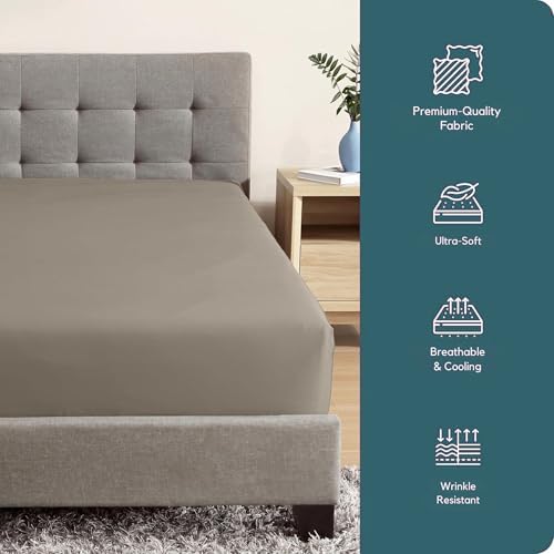 Micropuff Twin XL Fitted Sheet Only, Microfiber, Anti-Slip Anchors