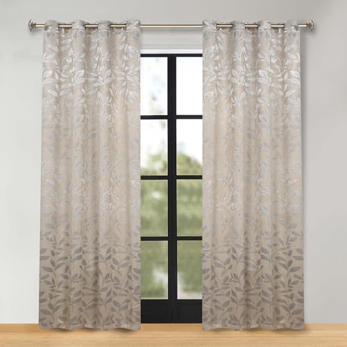 SUPERIOR Room Darkening Blackout Curtains, Modern Boho Leaves Thermal