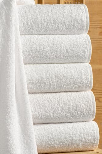 SODEF 6 Piece White 100% Cotton Hand Face Towels 20x35 inches | Spa