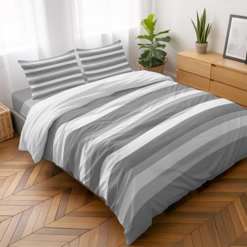4 Pieces Duvet Cover Queen Bedding Sets Abstract Gradient Stripes for