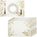 Olive Leaves Placemats Set of 2 - Durable Soft Washable Table