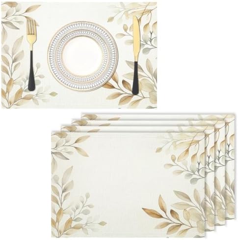 Olive Leaves Placemats Set of 2 - Durable Soft Washable Table