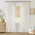 TWODRAPES Ivory Linen Curtains 108 Inches Long 2 Panels Set Pinch