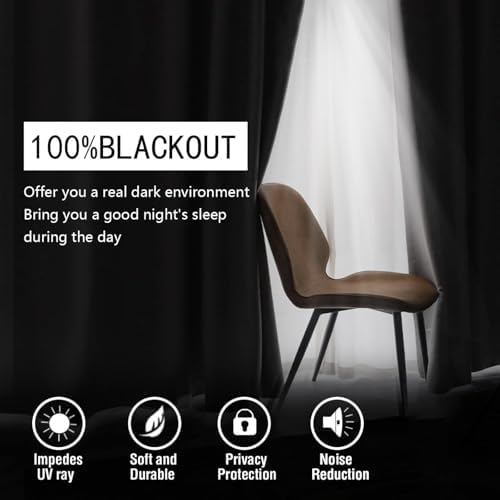Khaki,Blackout Curtains for Bedroom Living Room 2 Panels Thermal