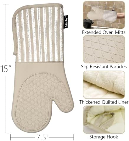 Alselo Silicone Oven Mitts Heat Resistant 932°F with Waterproof &