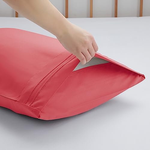 Nestl Coral Pink Pillow Cases Queen Size Set of 2, Soft Queen Pillow