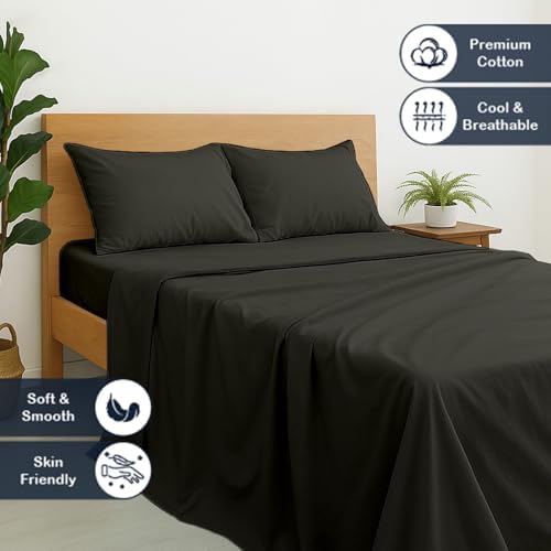 Cottinton Lane 4 Piece King Size Sheet Set, Premium 100% Cotton Bed