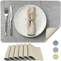 Faux Leather Placemats Set of 6, Reversible Luxury Table Mats