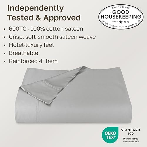 California Design Den Luxury 600 Thread Count King Flat Sheet, Light