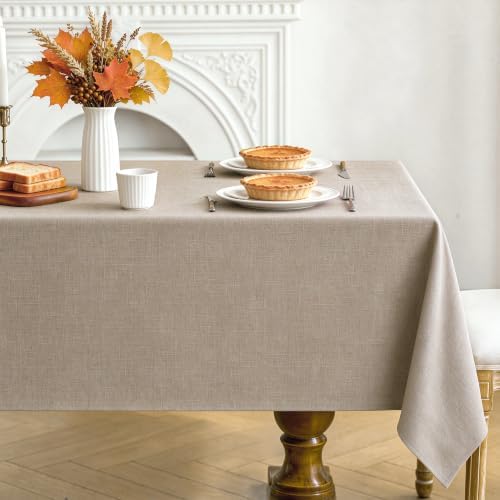 Laolitou Table Cloth Rectangle Linen Waterproof Textured Mocha