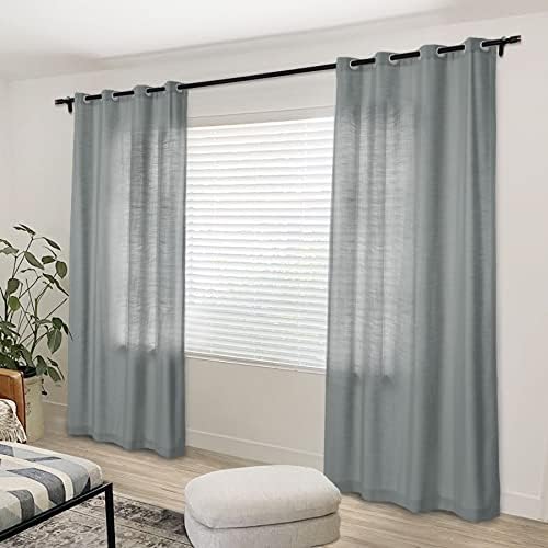 Macochico Linen Blend Curtains for Living Room,50W x 63L Grey Curtain