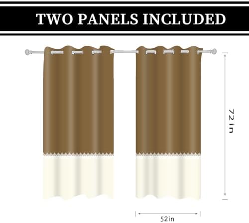 Brown Beige Window Curtains Panel 72 inches Long Farmhouse Drapes for