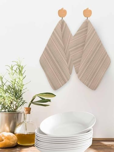Beige Tan Dish Towels Set, Waffle Weave Kitchen Towels 3 Pieces