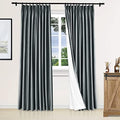 Fcosie 120 Inches Long Velvet Blackout Lined Curtains Pinch Pleated