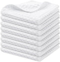Homaxy Microfiber Waffle Weave Kitchen Dish Cloths, 8 Pack, White